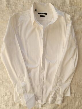 GUCCI Men’s White Dress Shirt with Spread Collar